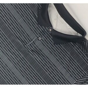Nike Dri-Fit Golf Polo Shirt Men's Medium Black Geometric All Over Print EUC‎